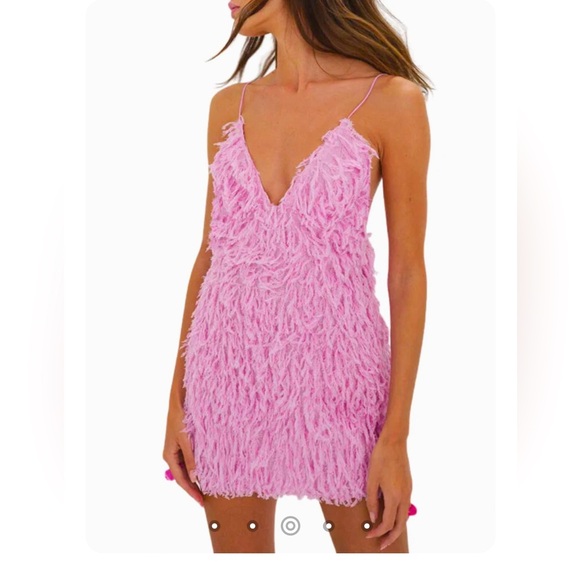 For Love And Lemons Dresses & Skirts - NWT For Love & Lemons Kamara Pink Feather Mini Dress Party Birthday Bachelorette